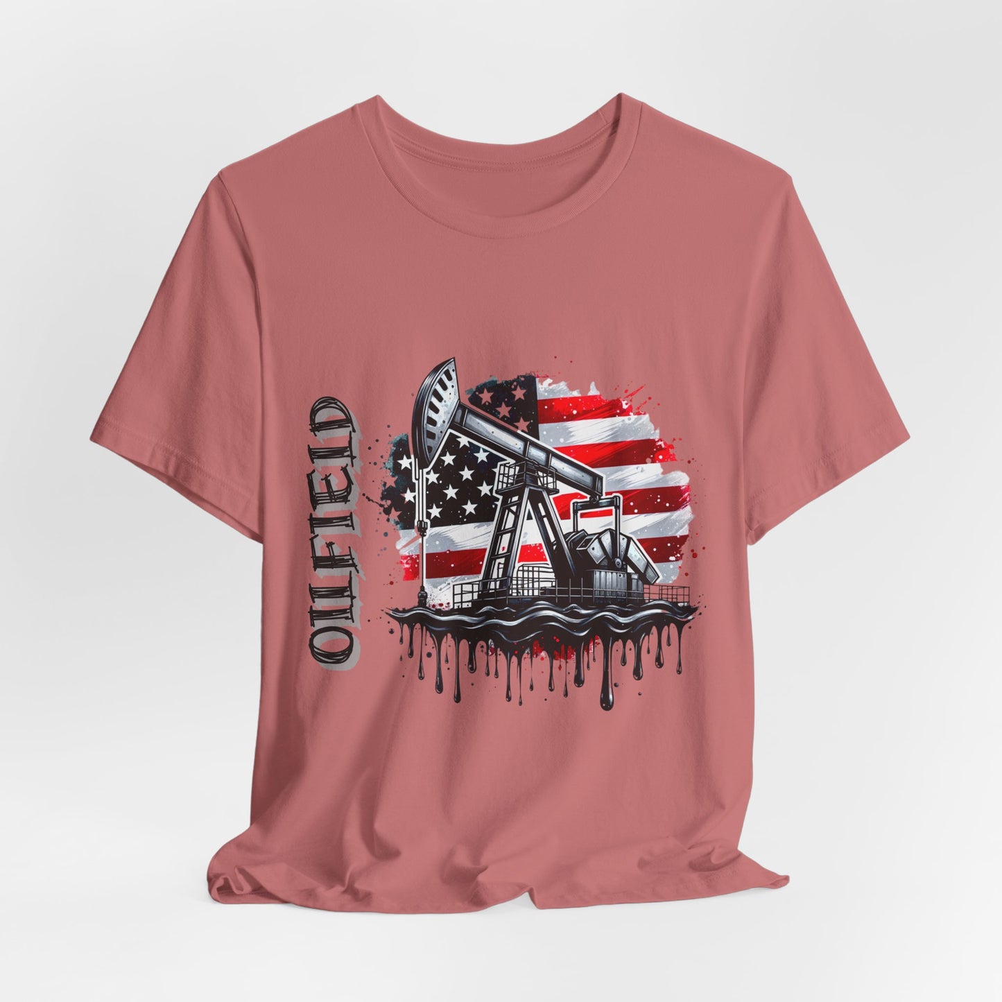 Oilfield USA Flag T-Shirt – American Oil Rig Graphic Tee