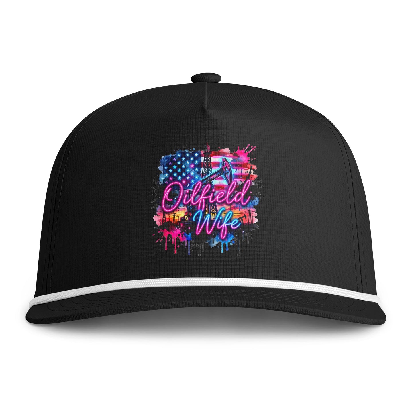 Oilfield Wife Rope Cap — Patriotic Neon Drip Hat