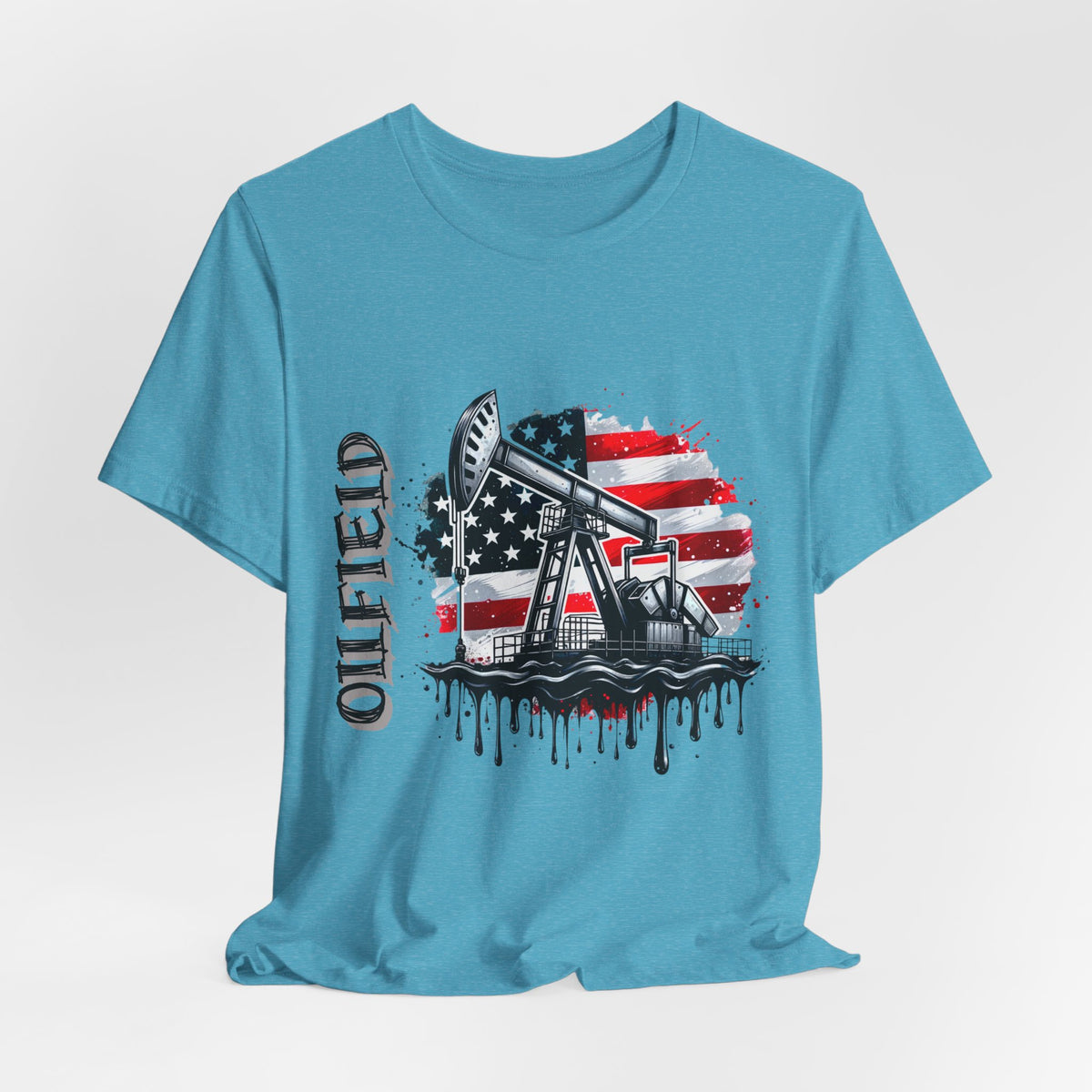 Oilfield USA Flag T-Shirt – American Oil Rig Graphic Tee
