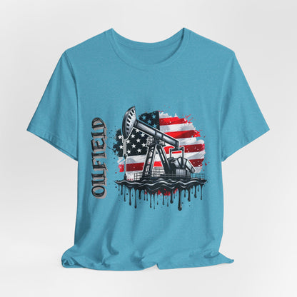 Oilfield USA Flag T-Shirt – American Oil Rig Graphic Tee