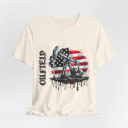 Oilfield USA Flag T-Shirt – American Oil Rig Graphic Tee