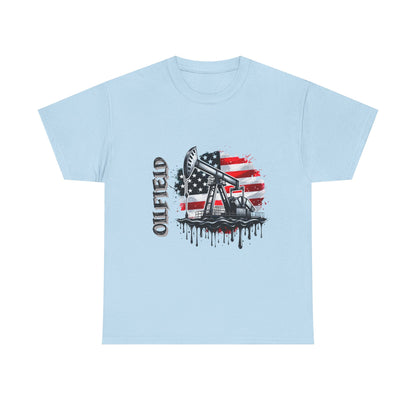 Oilfield USA Flag T-Shirt — American Oil Rig Graphic Tee