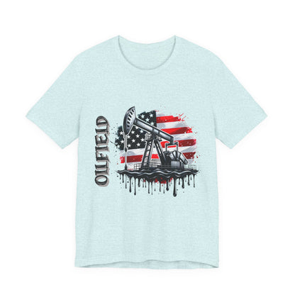 Oilfield USA Flag T-Shirt – American Oil Rig Graphic Tee
