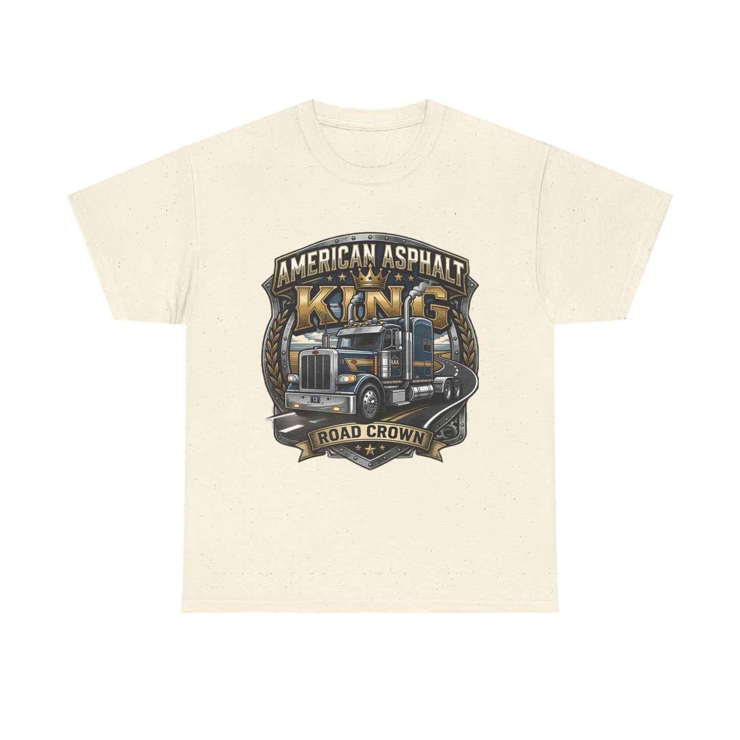 Trucker Tee — "American Asphalt King" Road Crown Semi Truck Graphic Shirt