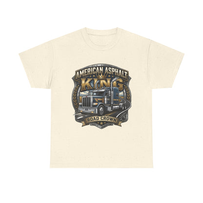 Trucker Tee — "American Asphalt King" Road Crown Semi Truck Graphic Shirt