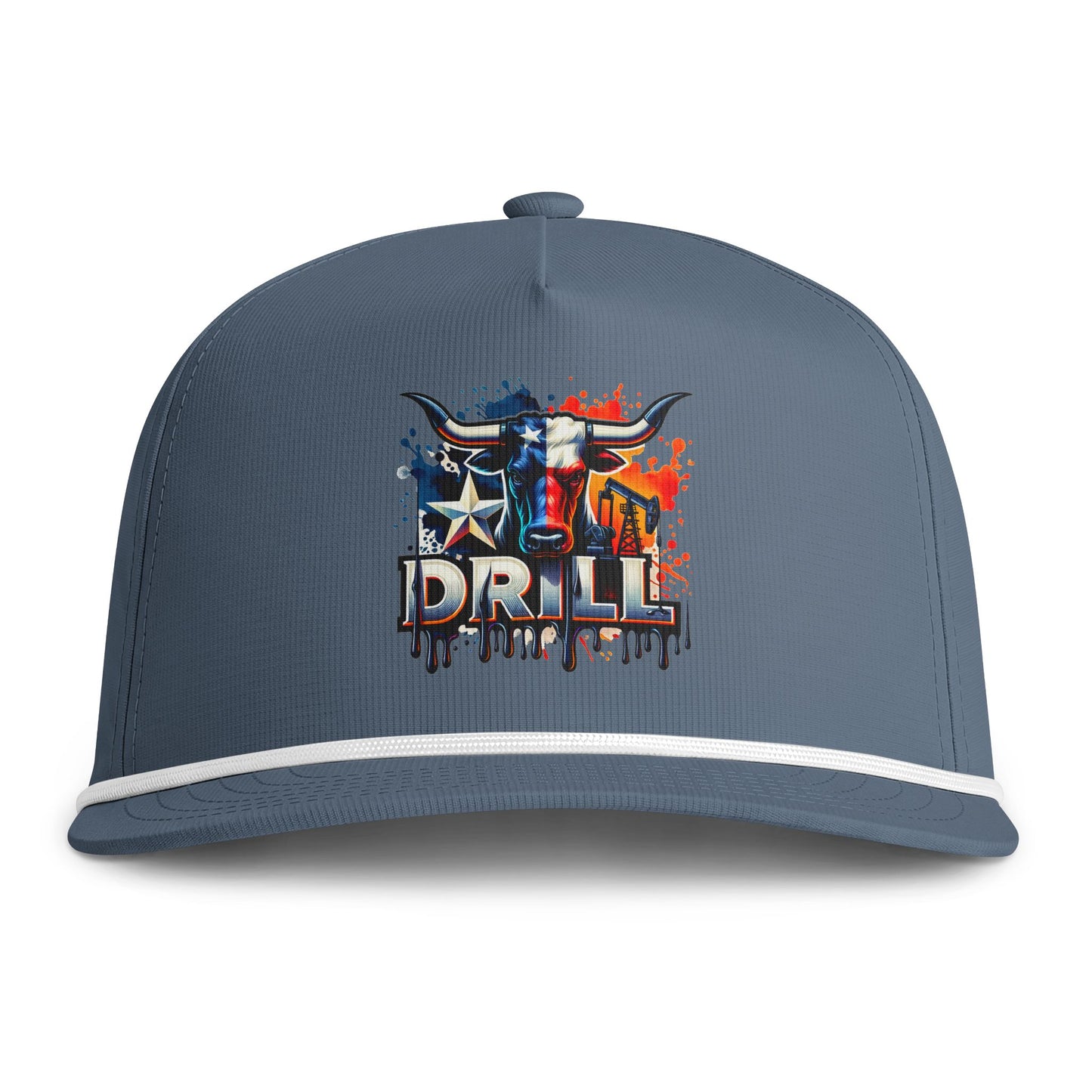 Drill Texas Longhorn Rope Cap — Patriotic Camo Bull Embroidered Hat