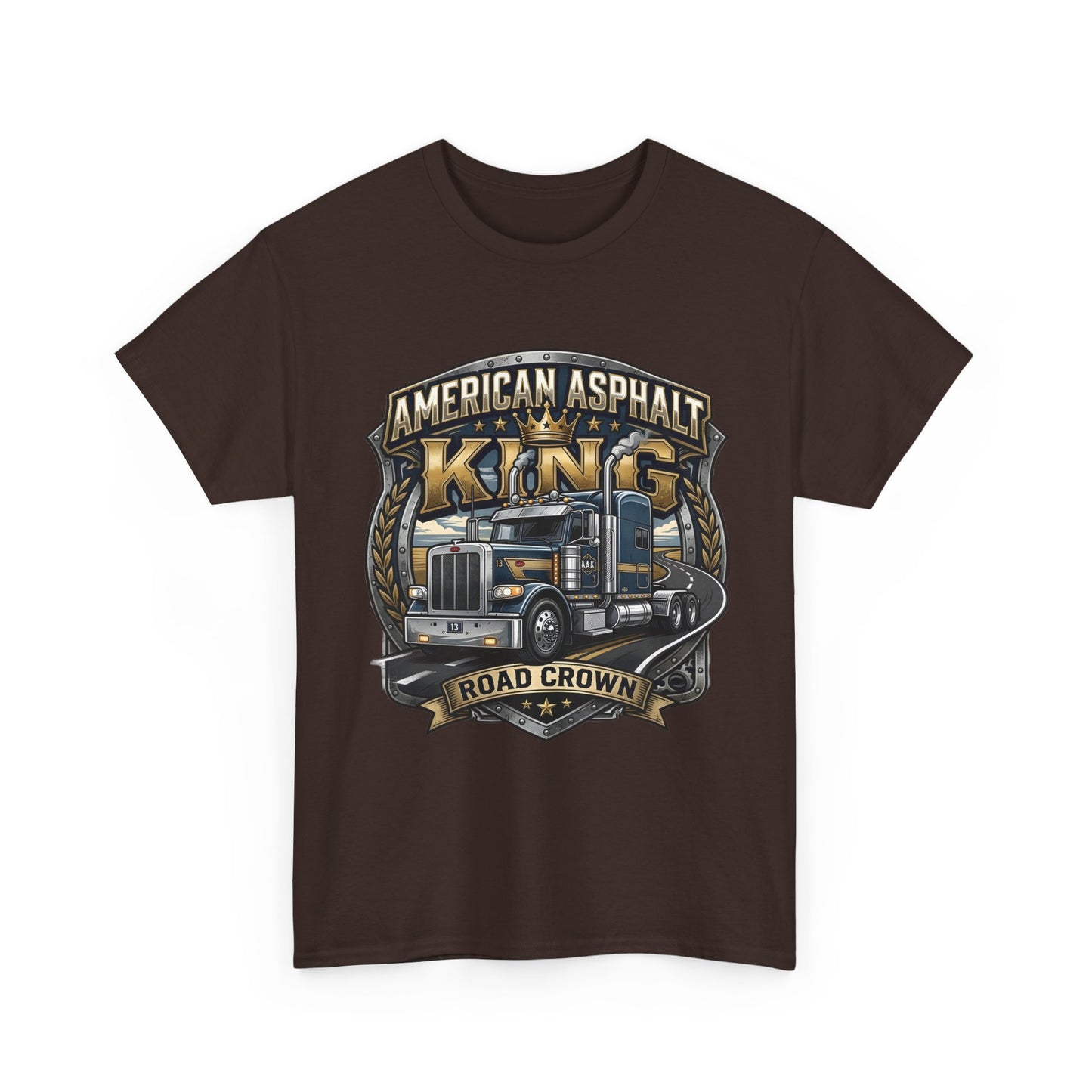 Trucker Tee — "American Asphalt King" Road Crown Semi Truck Graphic Shirt
