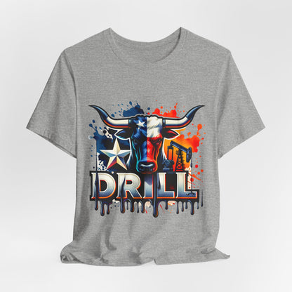 Drill Texas Bull Graphic Tee — American Flag Oilfield Design