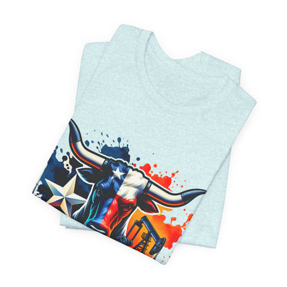 Drill Texas Bull Graphic Tee — American Flag Oilfield Design