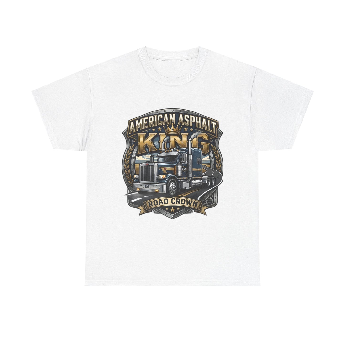 Trucker Tee — "American Asphalt King" Road Crown Semi Truck Graphic Shirt