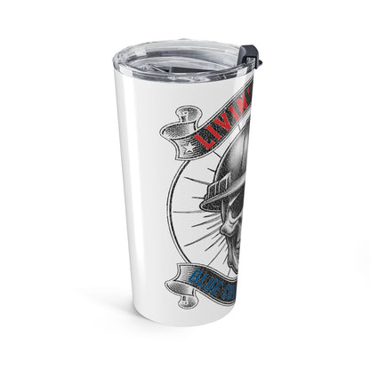 20oz Skull Construction Tumbler — "Workin' On That Dollar" Insulated Travel Cup