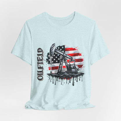 Oilfield USA Flag T-Shirt – American Oil Rig Graphic Tee