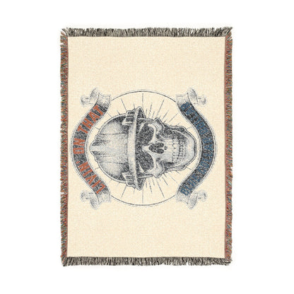 Skull Miner Woven Blanket — Vintage Construction Helmet Throw