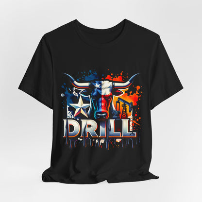 Drill Texas Bull Graphic Tee — American Flag Oilfield Design
