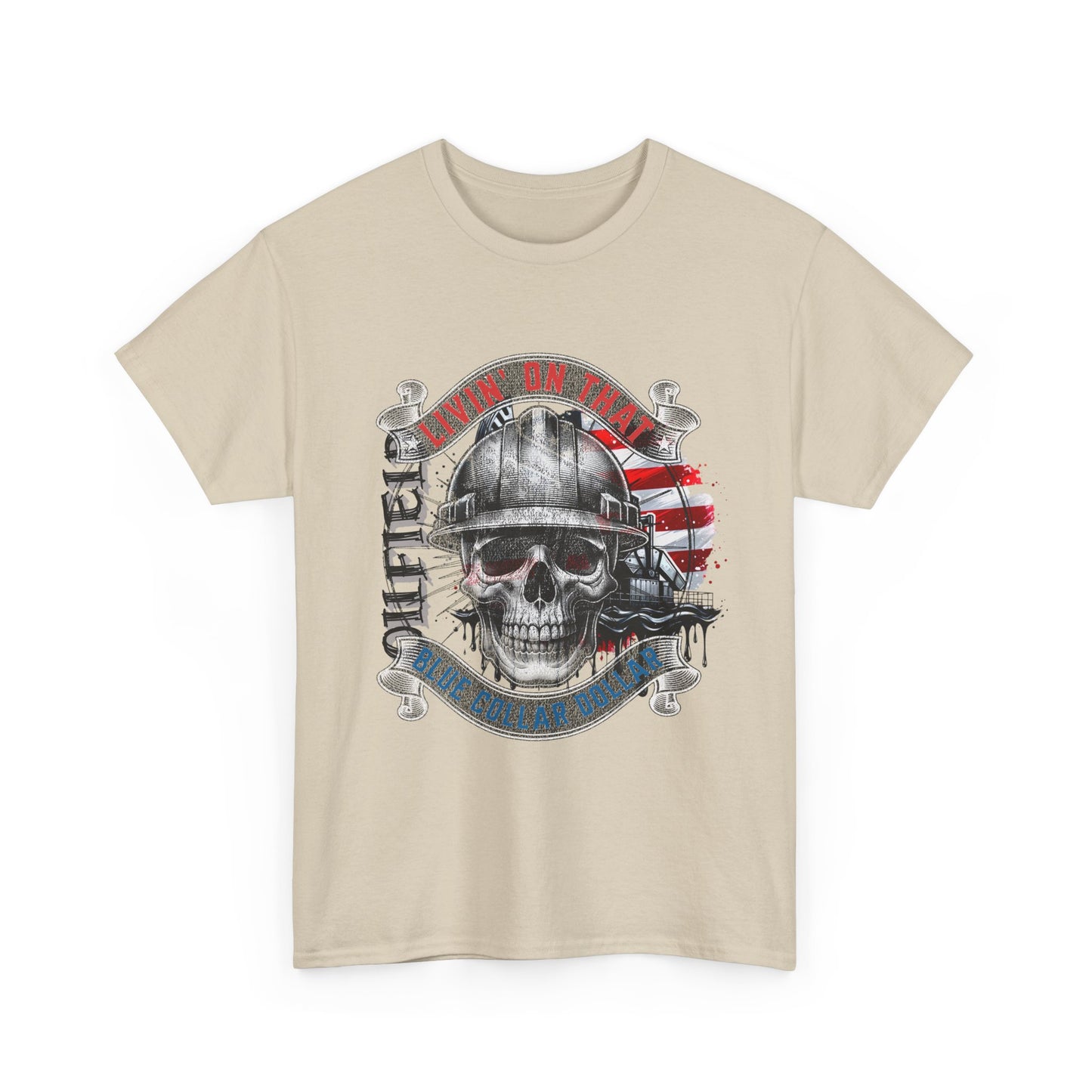 Graphic Tee — 'All Guts No Glory' Military Skull with American Flag