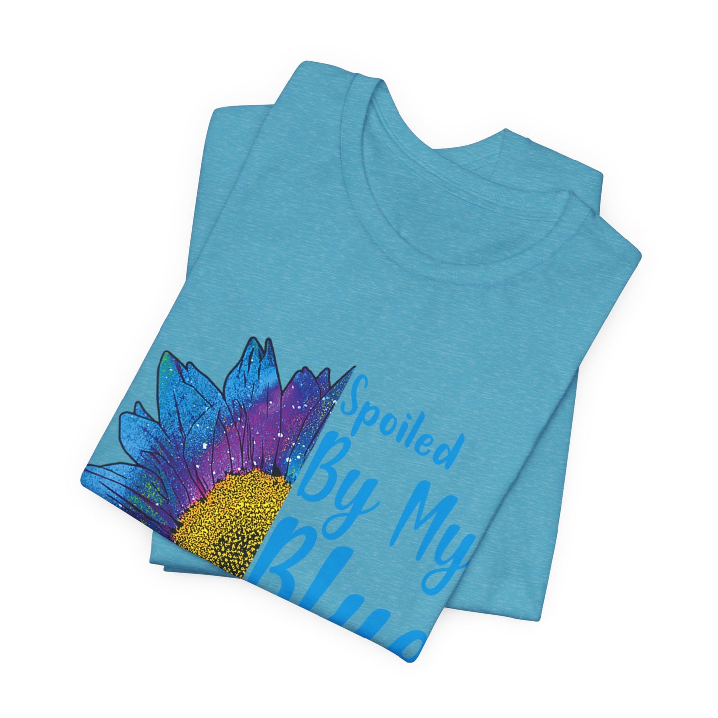 Spoiled By My Blue Collar Man T-Shirt – Blue Sunflower Graphic Tee for Wife/Girlfriend, Mother's Day & Work Pride