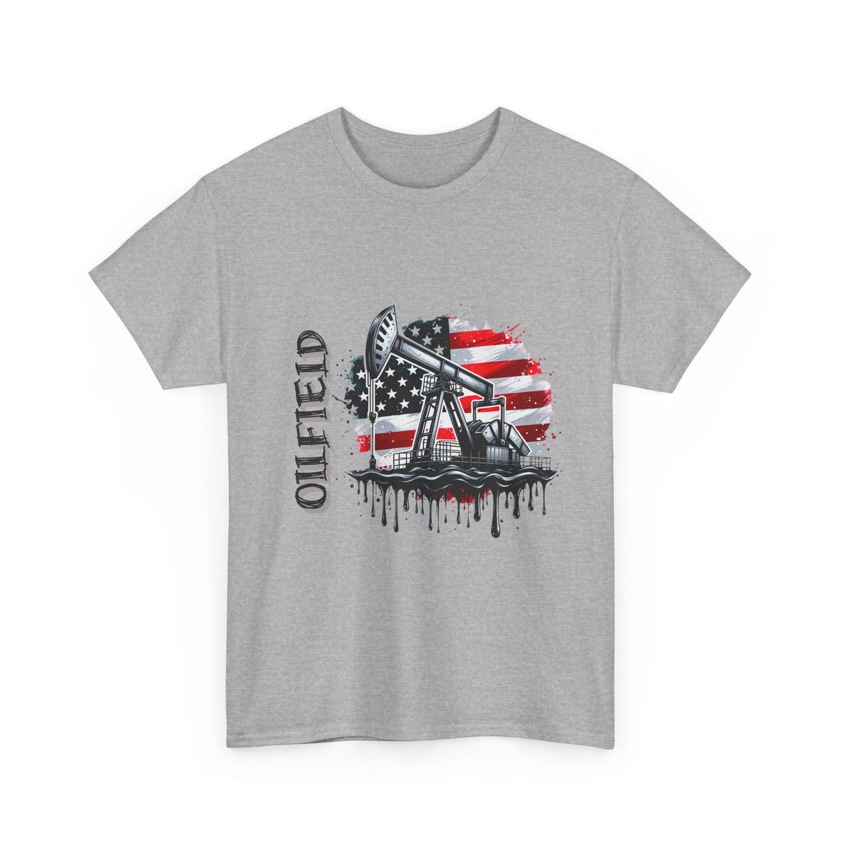 Oilfield USA Flag T-Shirt — American Oil Rig Graphic Tee