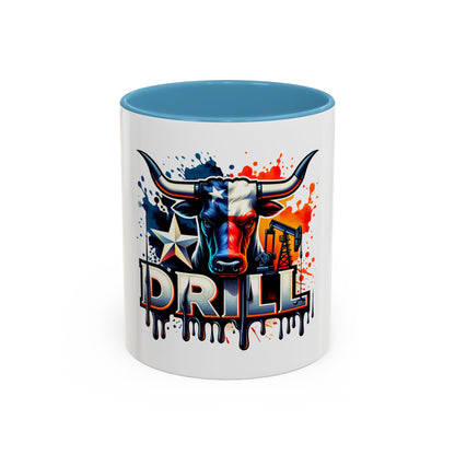 Drill Texas Bull Accent Coffee Mug – Oilfield Patriot 11/15oz