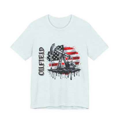 Oilfield USA Flag T-Shirt – American Oil Rig Graphic Tee