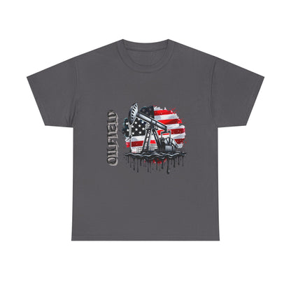 Oilfield USA Flag T-Shirt — American Oil Rig Graphic Tee