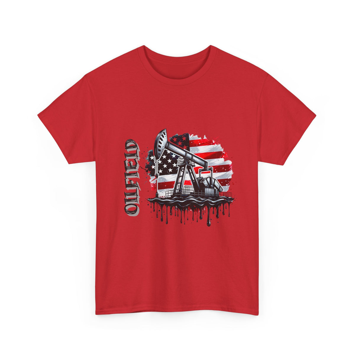 Oilfield USA Flag T-Shirt — American Oil Rig Graphic Tee