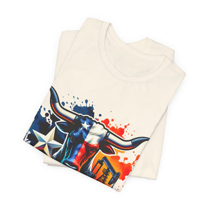 Drill Texas Bull Graphic Tee — American Flag Oilfield Design