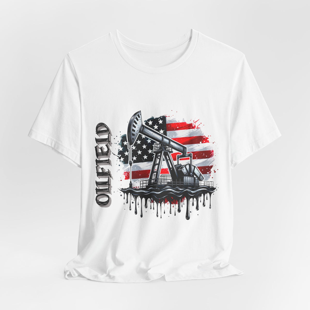 Oilfield USA Flag T-Shirt – American Oil Rig Graphic Tee