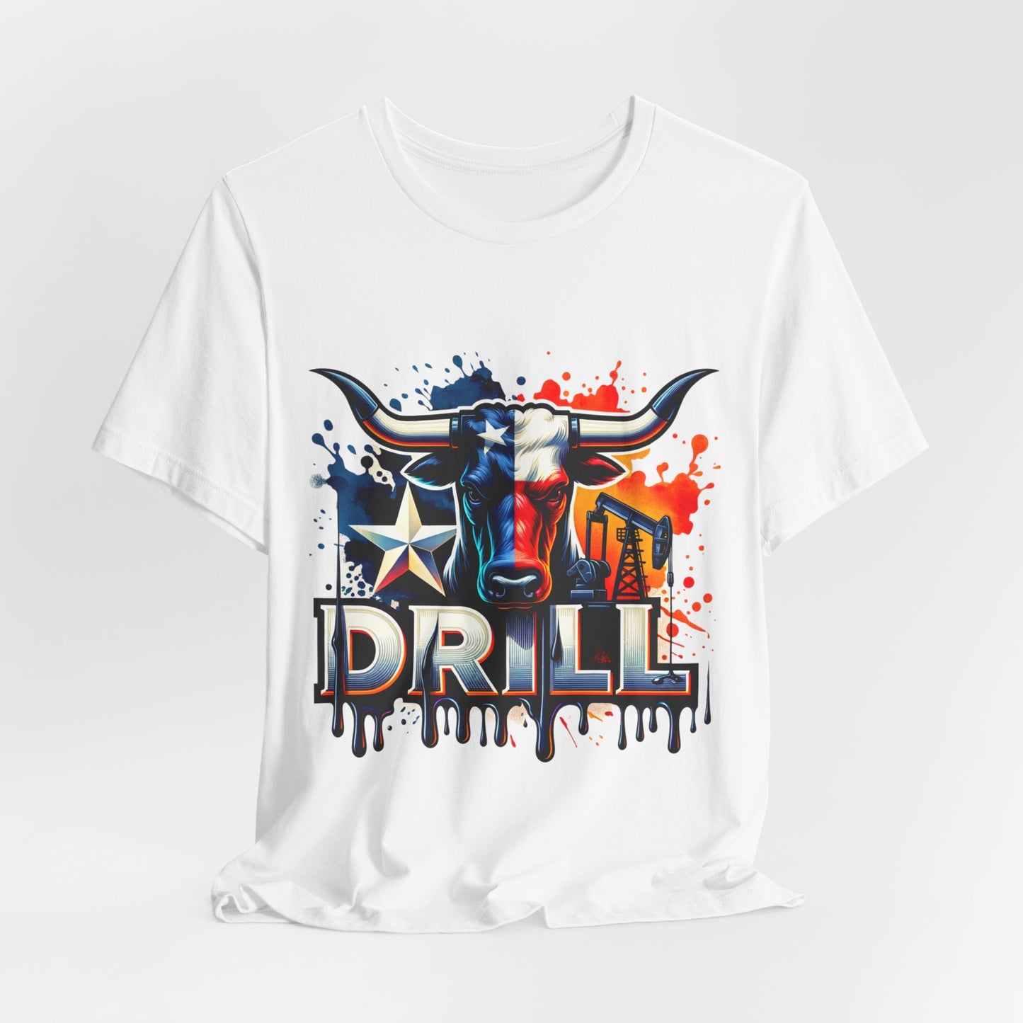 Drill Texas Bull Graphic Tee — American Flag Oilfield Design
