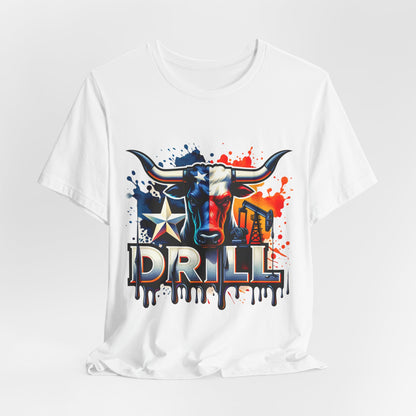 Drill Texas Bull Graphic Tee — American Flag Oilfield Design