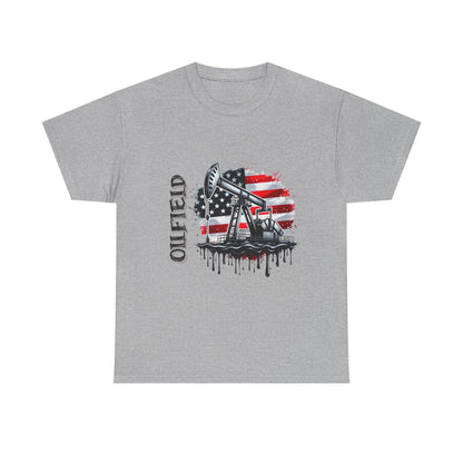 Oilfield USA Flag T-Shirt — American Oil Rig Graphic Tee