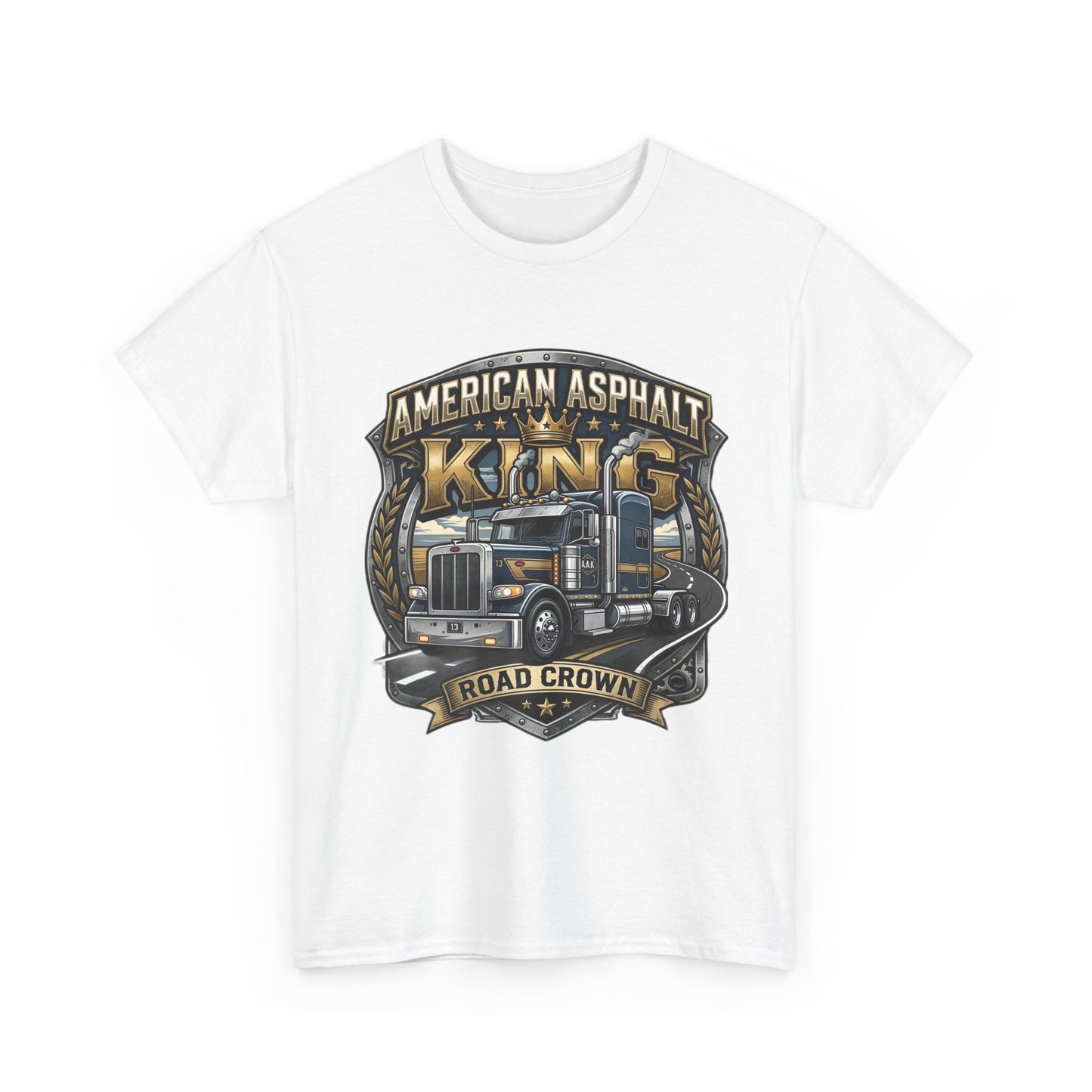 Trucker Tee — "American Asphalt King" Road Crown Semi Truck Graphic Shirt