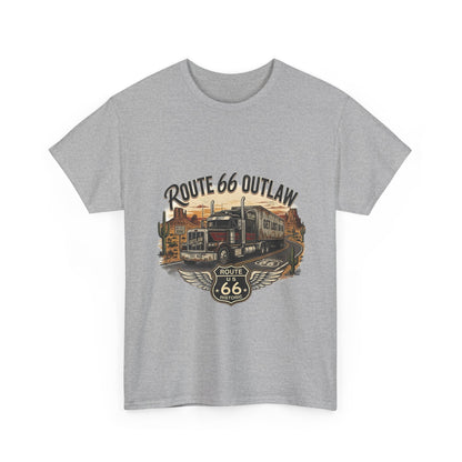 Route 66 Outlaw Trucker T‑Shirt — Vintage Route 66 Road Trip Tee