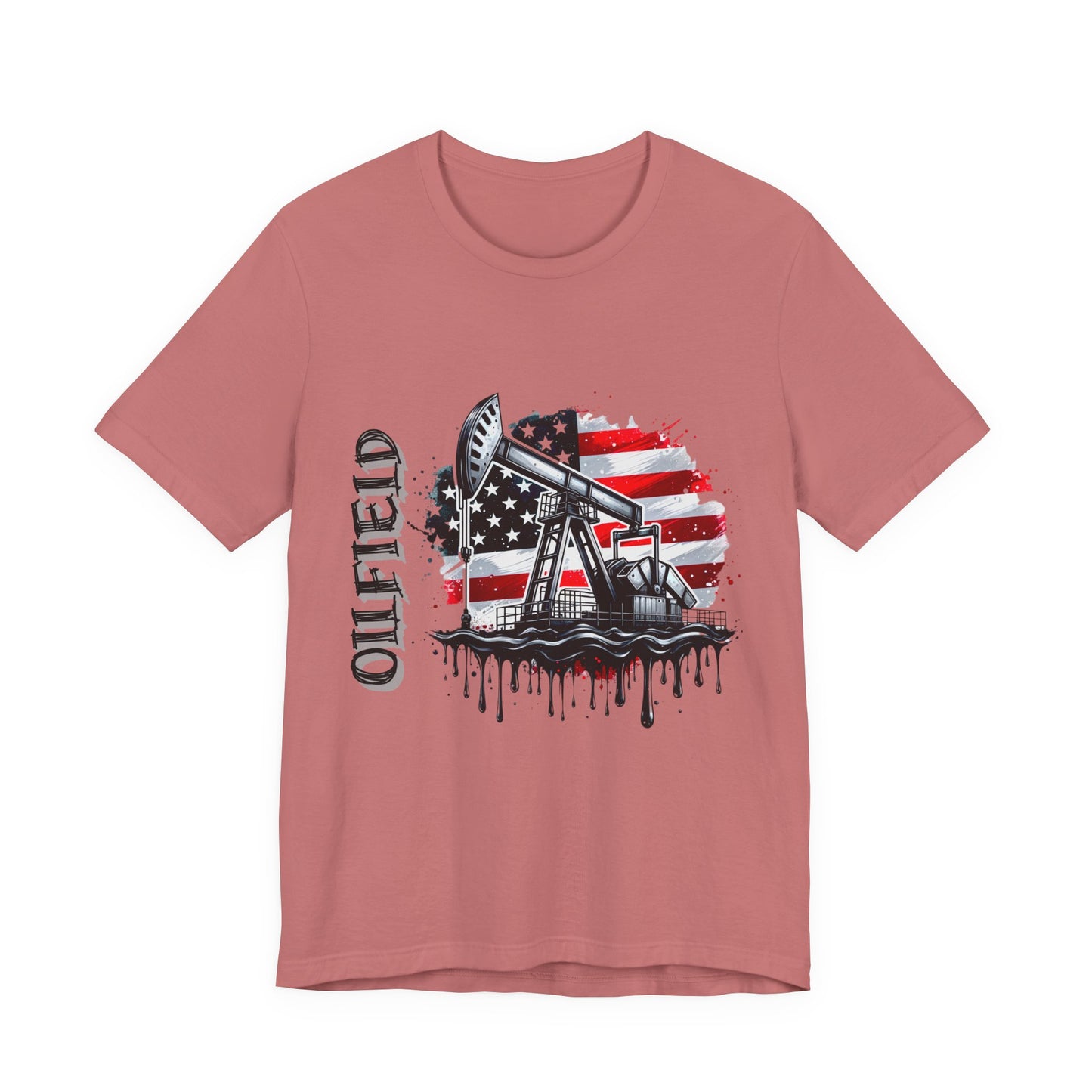 Oilfield USA Flag T-Shirt – American Oil Rig Graphic Tee