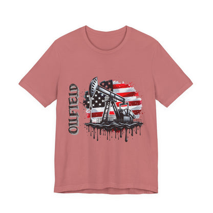 Oilfield USA Flag T-Shirt – American Oil Rig Graphic Tee