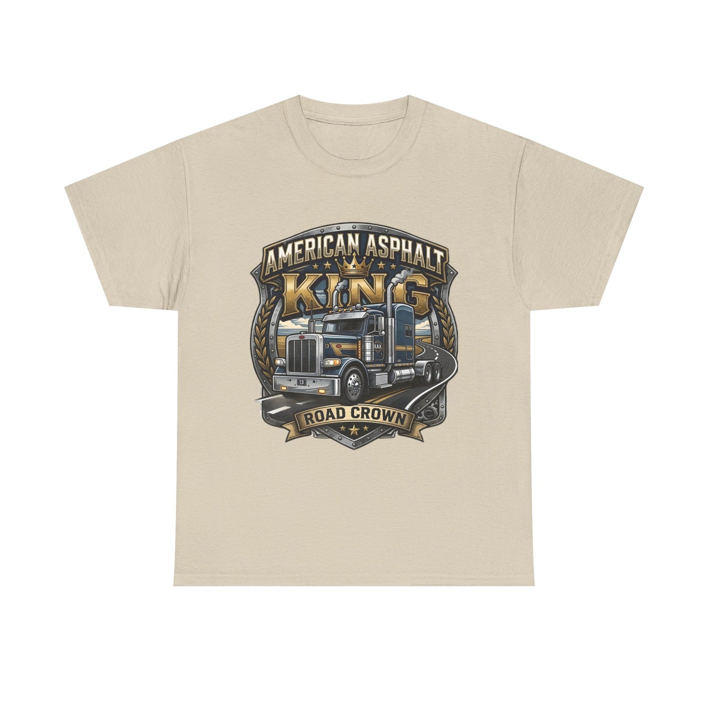 Trucker Tee — "American Asphalt King" Road Crown Semi Truck Graphic Shirt