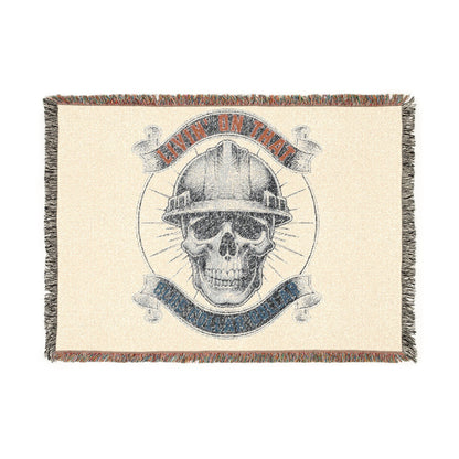 Skull Miner Woven Blanket — Vintage Construction Helmet Throw