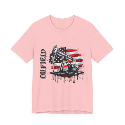 Oilfield USA Flag T-Shirt – American Oil Rig Graphic Tee