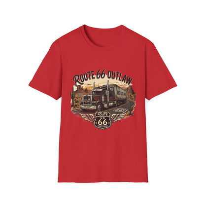 Route 66 Outlaw Trucker T-Shirt — Vintage Road Trip Tee