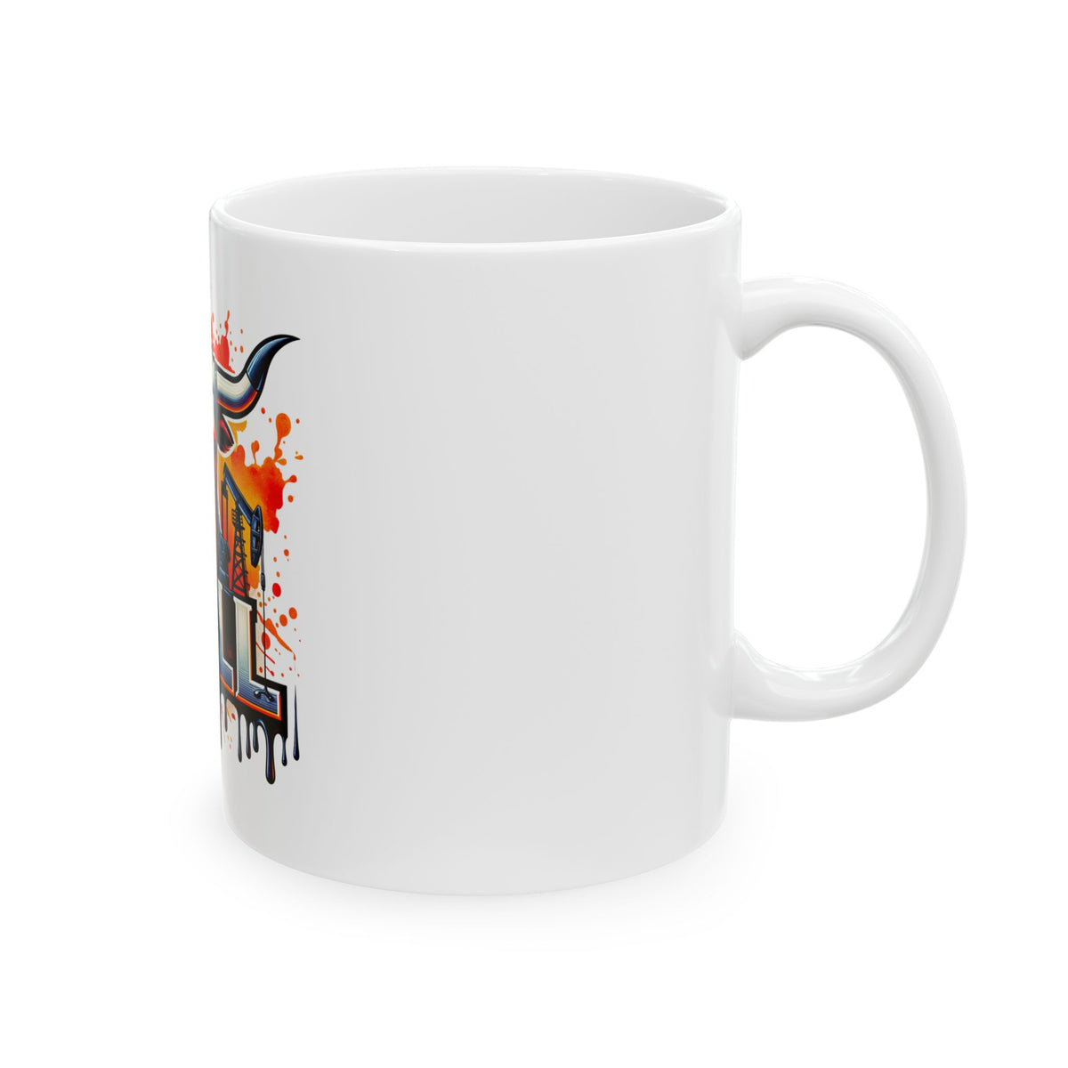 Drill Texas Bull Ceramic Mug — Oilfield Pride Coffee Cup (11oz, 15oz)
