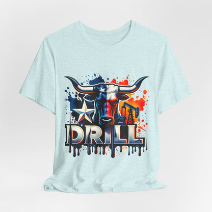 Drill Texas Bull Graphic Tee — American Flag Oilfield Design