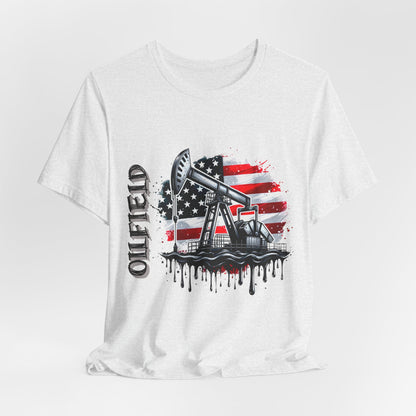 Oilfield USA Flag T-Shirt – American Oil Rig Graphic Tee