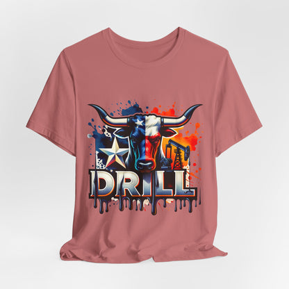 Drill Texas Bull Graphic Tee — American Flag Oilfield Design