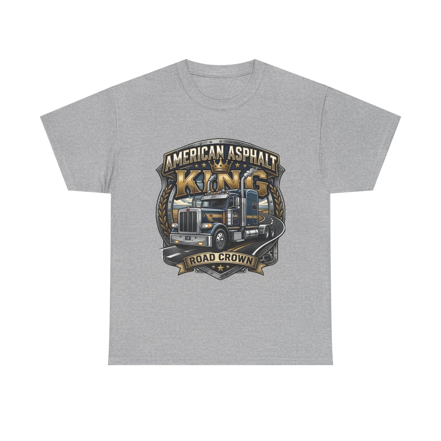 Trucker Tee — "American Asphalt King" Road Crown Semi Truck Graphic Shirt