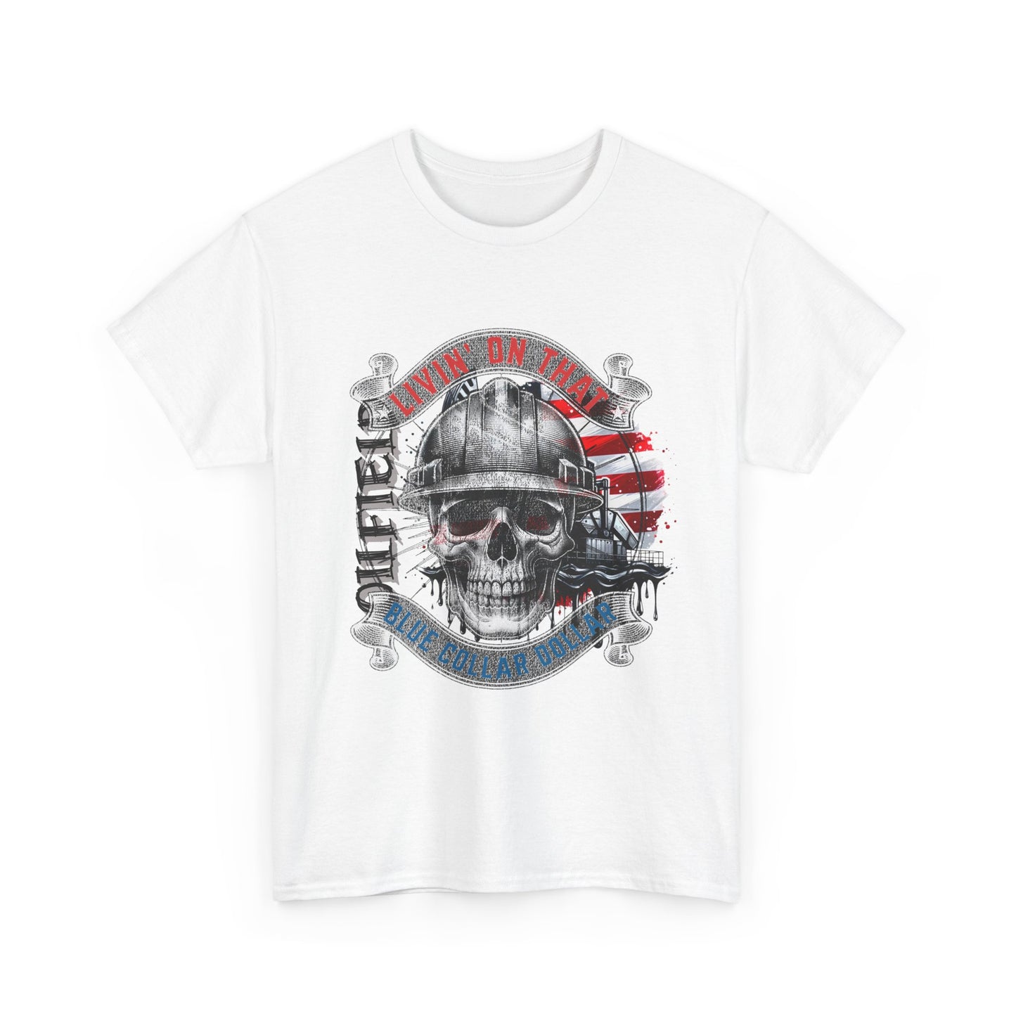 Graphic Tee — 'All Guts No Glory' Military Skull with American Flag