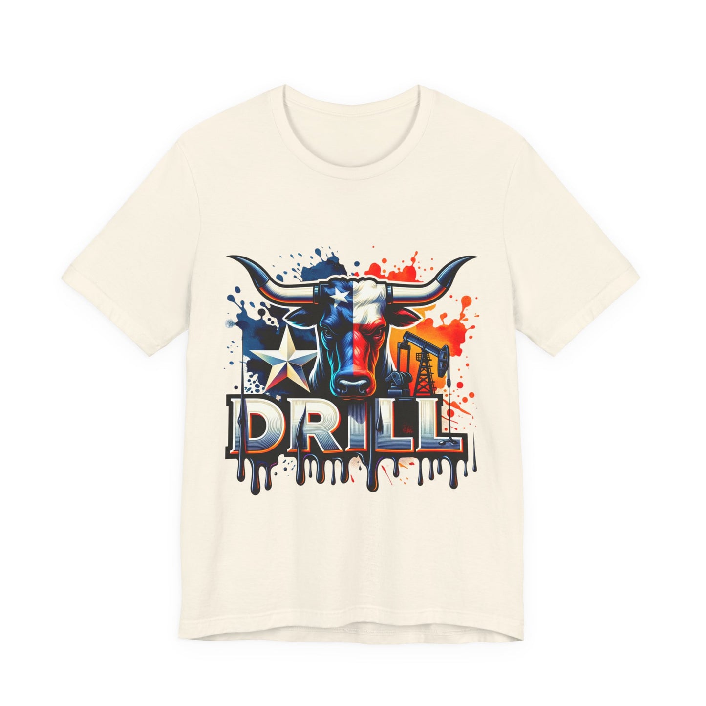 Drill Texas Bull Graphic Tee — American Flag Oilfield Design