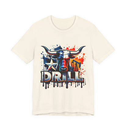 Drill Texas Bull Graphic Tee — American Flag Oilfield Design