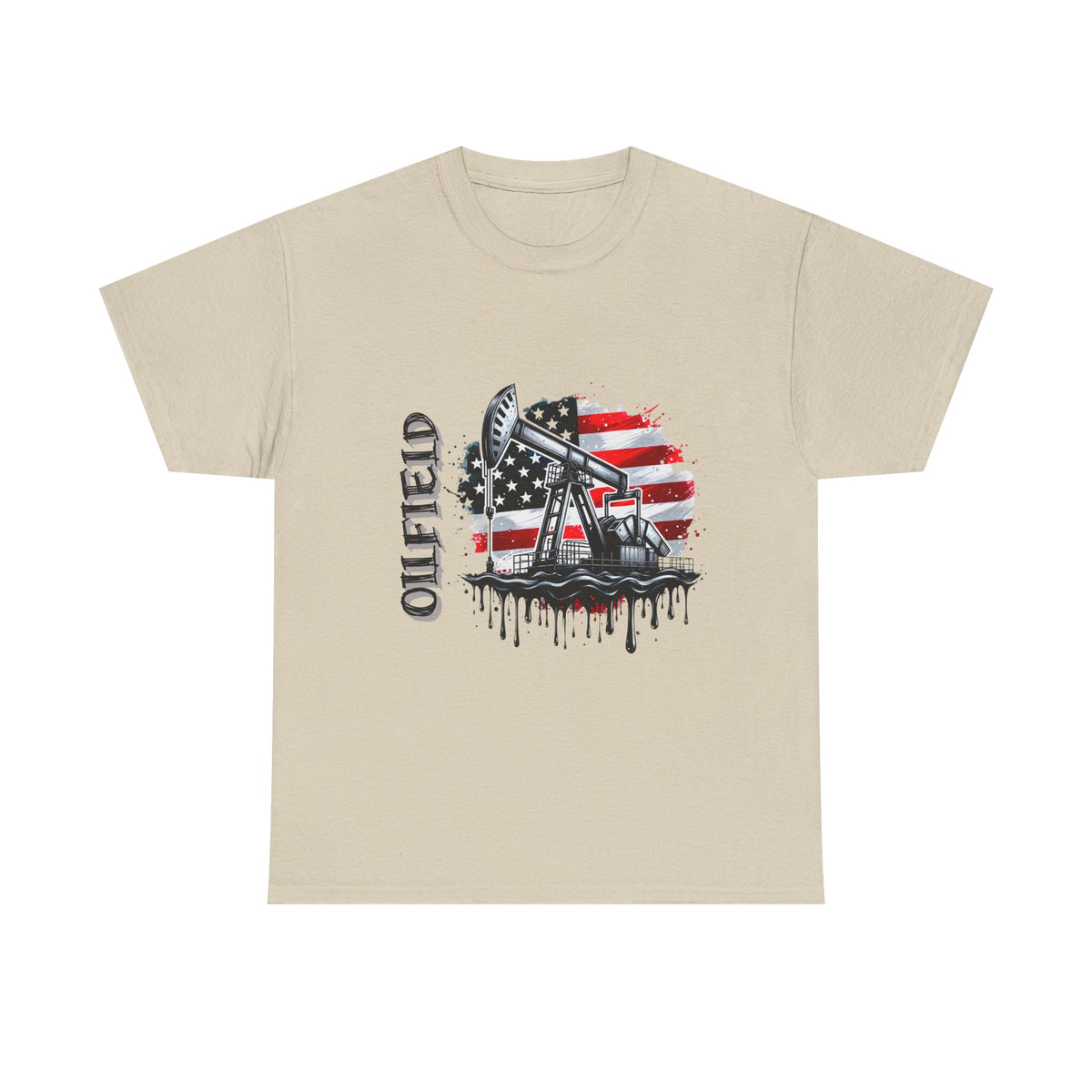 Oilfield USA Flag T-Shirt — American Oil Rig Graphic Tee