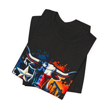 Drill Texas Bull Graphic Tee — American Flag Oilfield Design