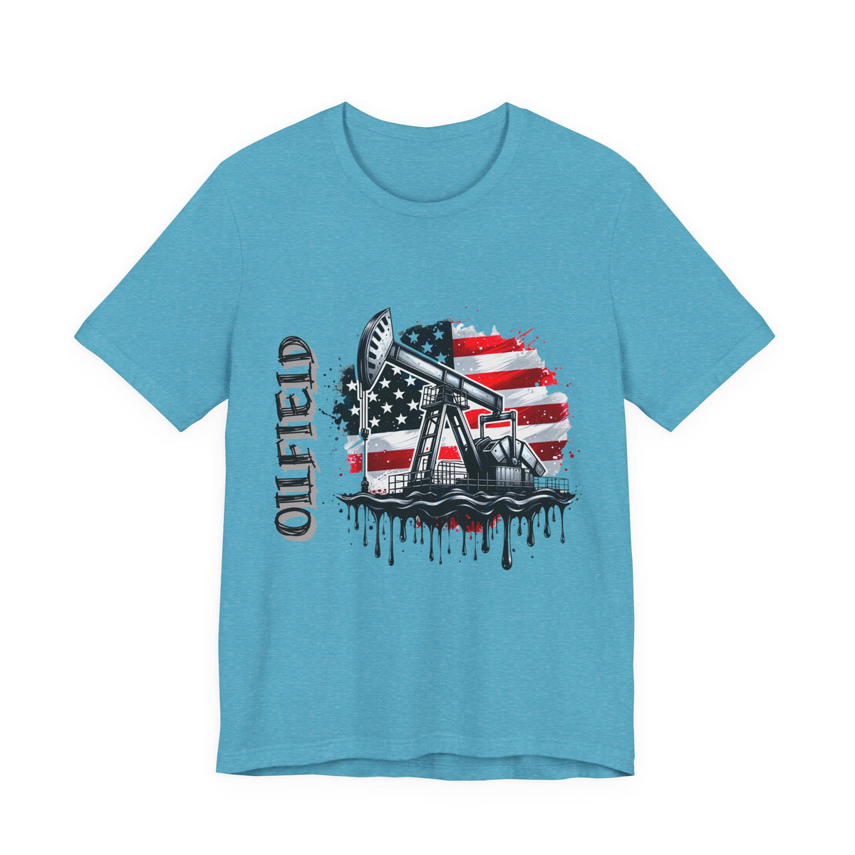 Oilfield USA Flag T-Shirt – American Oil Rig Graphic Tee