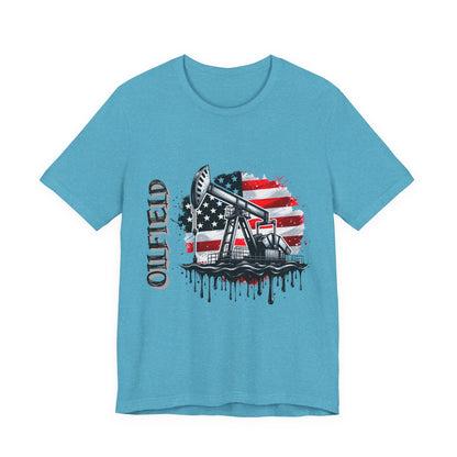 Oilfield USA Flag T-Shirt – American Oil Rig Graphic Tee